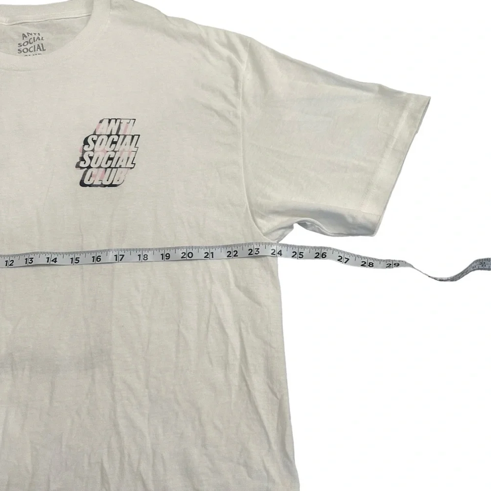 Anti Social Social Club T-shirt Mens Size XL White Short Sleeve Pink Plaid - Picture 8 of 9